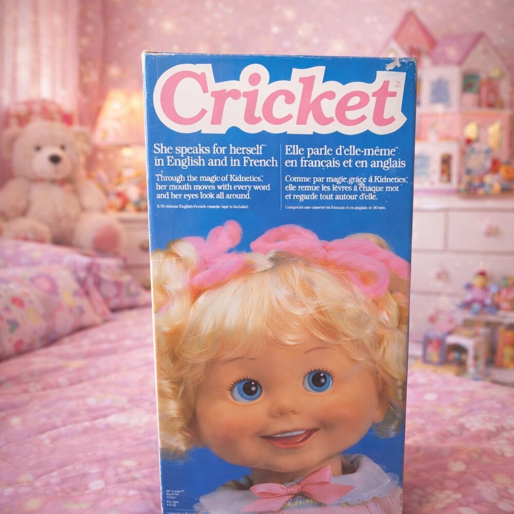 Vintage 1986 Playmates Cricket Talking Doll – Complete in Box, Working